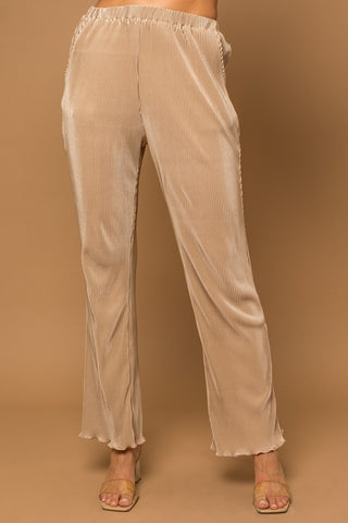 PLISSE FIT AND FLARE PANTS