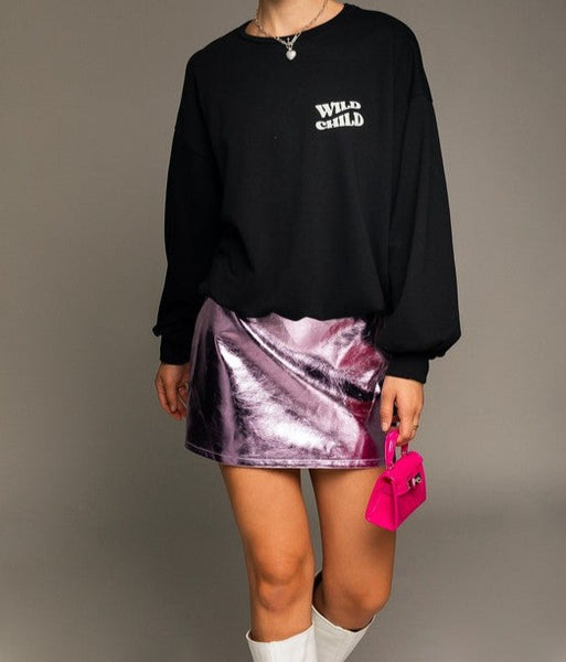 LONG SLEEVE OVERSIZED WILD CHILD GRAPHIC PULLOVER
