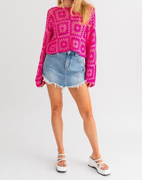 LONG SLEEVE CROCHET TOP