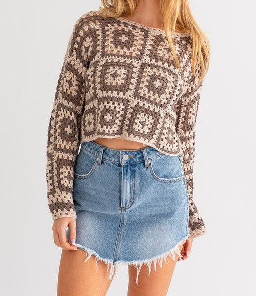 LONG SLEEVE CROCHET TOP