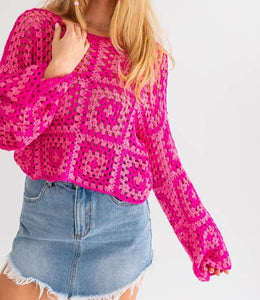 LONG SLEEVE CROCHET TOP