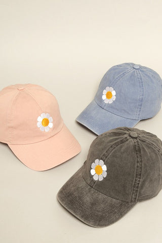 Flower Embroidered Cotton Baseball Dad Cap