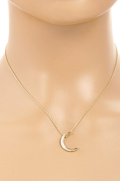CZ Gold-Dipped Moon Necklace