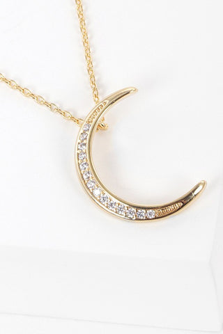 CZ Gold-Dipped Moon Necklace