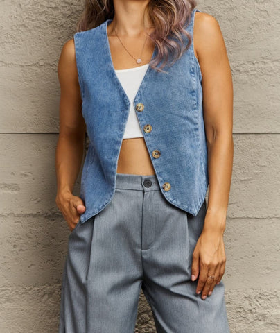 Button Down Denim Vest